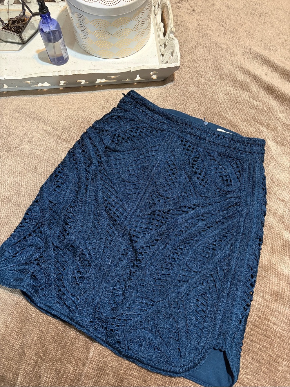 Maje Textured Lace Crochet Mini Skirt, Size 38